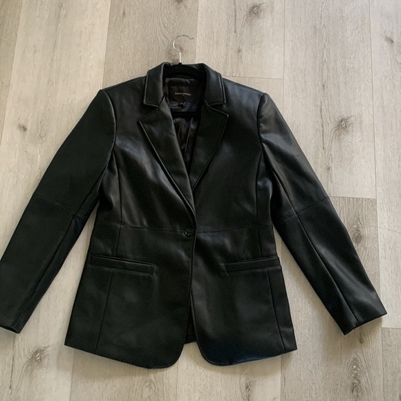 Banana Republic Vegan Leather Blazer jacket black size 6 classic elegant career - Picture 12 of 15
